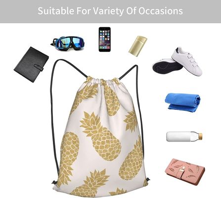 กระเป๋าเป้ Drawstring กันน้ำ Pineapple Gold Gym สำหรับการเดินทางกีฬาโยคะ