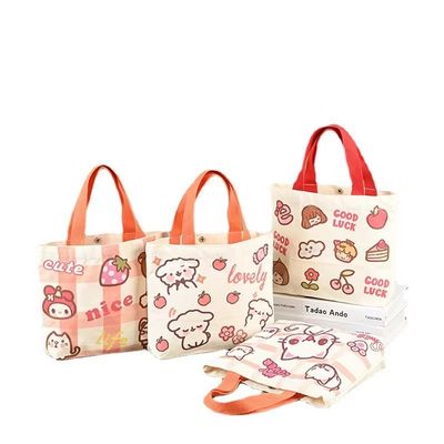 คุณภาพ  Cotton Material Eco Canvas Bags Repeatedly Used Travel Convenient Shopping โรงงาน