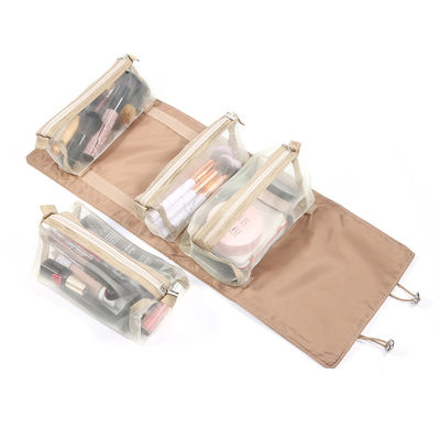 ราคาถูกที่สุด 4PCS in 1 Cosmetic Bag For Women Zipper Mesh Separable Cosmetic Pouch Ladies Foldable Nylon Bag Rope Makeup Bag