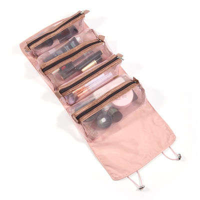 ราคาถูกที่สุด 4PCS in 1 Cosmetic Bag For Women Zipper Mesh Separable Cosmetic Pouch Ladies Foldable Nylon Bag Rope Makeup Bag