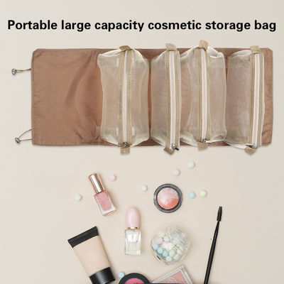 ราคาถูกที่สุด 4PCS in 1 Cosmetic Bag For Women Zipper Mesh Separable Cosmetic Pouch Ladies Foldable Nylon Bag Rope Makeup Bag