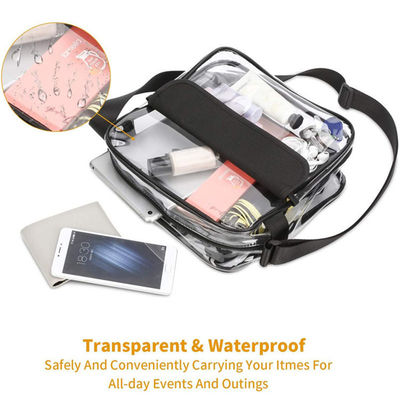 โลโก้ที่กำหนดเอง Clear Crossbody Purse Bag Letter Patches Available Stadium Approved Gym Clear Shoulder Tote Bag