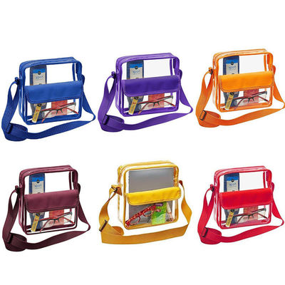 โลโก้ที่กำหนดเอง Clear Crossbody Purse Bag Letter Patches Available Stadium Approved Gym Clear Shoulder Tote Bag