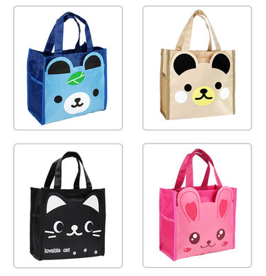 นักเรียนสัตว์เด็กกระเป๋าผ้าแคนวาสโรงเรียนกันน้ำอาหารกลางวัน Bento กระเป๋า