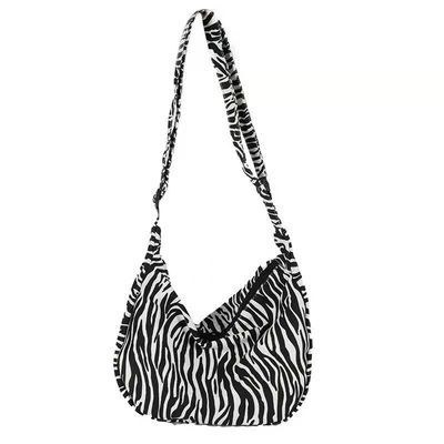 แฟชั่นเสือดาวพิมพ์ถุงผ้าใบ Eco Zebra Design Lady กระเป๋าสะพายข้างความจุขนาดใหญ่