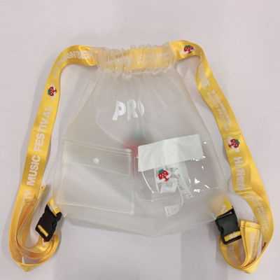 โรงงานขายร้อน PEVA Drawstring Bag เป็นมิตรกับสิ่งแวดล้อมกระเป๋าบรรจุภัณฑ์ Drawstring Backpack