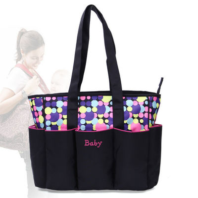 มัลติฟังก์ชั่นโพลีเอสเตอร์ Mommy Bag Portable Mummy Tote Dipper Bag