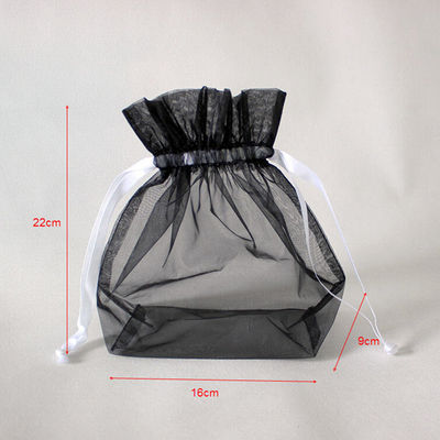 กระเป๋า Drawstring ไนลอนตาข่ายพับได้แบบพกพาขนาดเล็กสำหรับของขวัญ