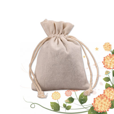 ปรับแต่ง Linen Mini Drawstring Bag Gift Pouch กระเป๋าใส่เครื่องประดับ Cotton Pocket