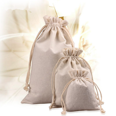 ปรับแต่ง Linen Mini Drawstring Bag Gift Pouch กระเป๋าใส่เครื่องประดับ Cotton Pocket