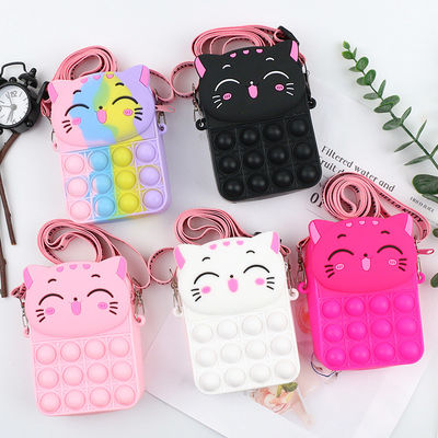 Fidget Push Bubbles Toy Rainbow Unicorn Coin Purse Wallet Ladies Silica Crossbody Bag