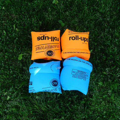 แหวนแขนว่ายน้ำเด็กพับได้ PVC Inflatable Float Air Sleeves Circle