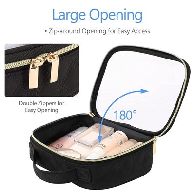 Custom Neoprene ขนาดเล็กโปร่งใส Standup Travel Storage กระเป๋าแต่งหน้า Pvc Clear Toiletry Cosmetic Black Bag