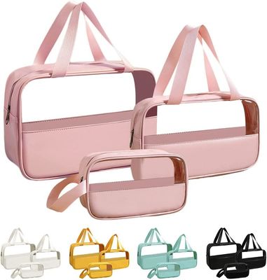 ป้องกันการกระแทก &amp; Storgae Clear Travel Toiletry Bag กระเป๋าแต่งหน้าใสแขวน ออแกไนเซอร์ สำหรับผู้หญิง