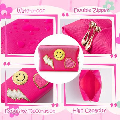 กระเป๋าเครื่องสำอางหนัง pu กันน้ำ preppy travel ผู้หญิงจัดแต่งหน้า