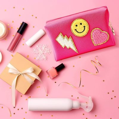 กระเป๋าเครื่องสำอางหนัง pu กันน้ำ preppy travel ผู้หญิงจัดแต่งหน้า