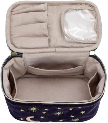 กระเป๋าแต่งหน้าที่มีประโยชน์ทนทานและประณีต Navy Blue Sky Goose-down กระเป๋าแต่งหน้าป้องกันการกระแทกที่สะดวกสบาย