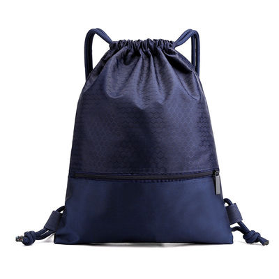 กระเป๋านักเรียน Drawstring Polyester แบบนำกลับมาใช้ใหม่ได้เองสำหรับกลางแจ้ง