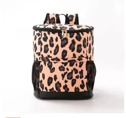 Leopard Canvas Insulated Cooler Backpack Waterproof Picnic Bag Food Delivery