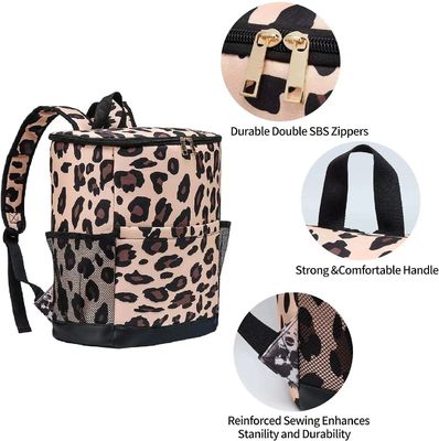 Leopard Canvas Insulated Cooler Backpack Waterproof Picnic Bag Food Delivery