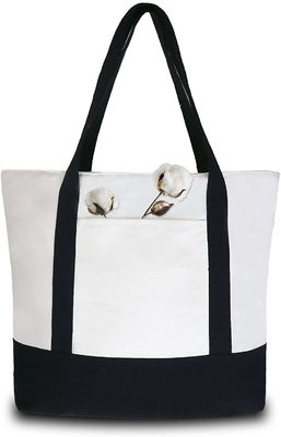 กระเป๋าผ้าแคนวาส Eco สีขาวพร้อม LGO แบบใส รูปภาพสวยสไตล์เรียบง่าย