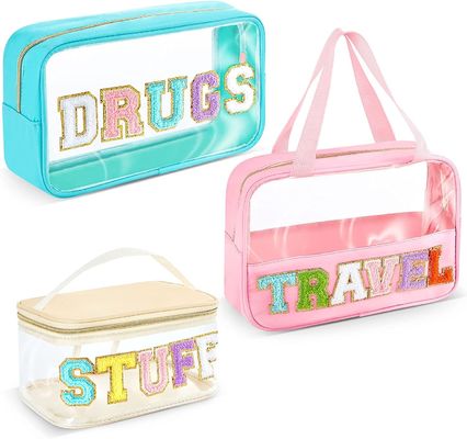 กระเป๋าแต่งหน้าใส กระเป๋าแต่งหน้า กระเป๋าปะใส PVC กันน้ำ แบบพกพา Glitter กระเป๋าเครื่องสำอาง Travel Toiletry กระเป๋า