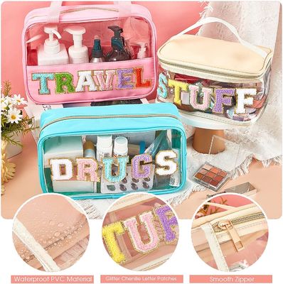 กระเป๋าแต่งหน้าใส กระเป๋าแต่งหน้า กระเป๋าปะใส PVC กันน้ำ แบบพกพา Glitter กระเป๋าเครื่องสำอาง Travel Toiletry กระเป๋า