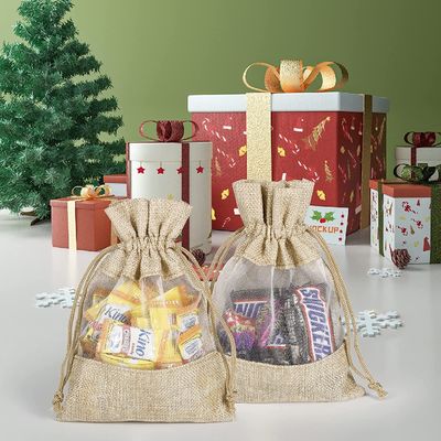 น้ำหนักเบาทนทาน Burlap Sheer กระเป๋า Drawstring กระเป๋าของขวัญกระเป๋าใส่เครื่องประดับสำหรับงานแต่งงาน Candy Favor