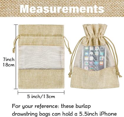 น้ำหนักเบาทนทาน Burlap Sheer กระเป๋า Drawstring กระเป๋าของขวัญกระเป๋าใส่เครื่องประดับสำหรับงานแต่งงาน Candy Favor