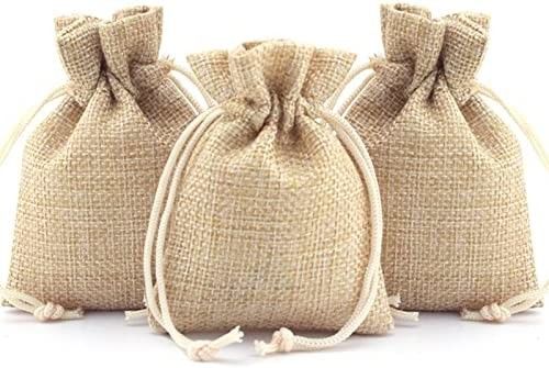 ถุงของขวัญพร้อมสายรัดผ้าลินิน Burlap ถุงขนมถุงสารพัดถุงสำหรับงานแต่งงานคริสต์มาส