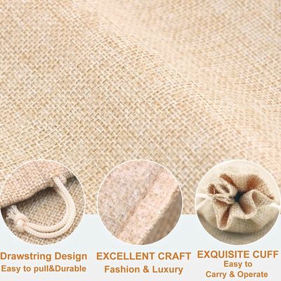 ถุงของขวัญพร้อมสายรัดผ้าลินิน Burlap ถุงขนมถุงสารพัดถุงสำหรับงานแต่งงานคริสต์มาส