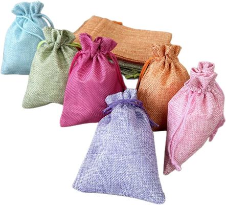 5.5 x 3.9 นิ้ว 6 สี Burlap Favour Gift กระเป๋า Linen Drawstring Bags สำหรับของขวัญและงานแต่งงาน