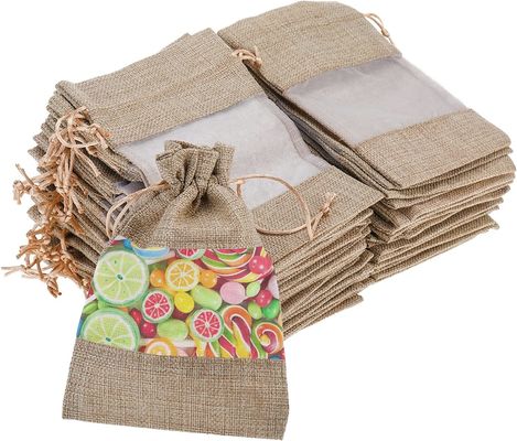 Burlap Sheer Bag Organza Bag Burlap Bags Gift Bags with Drawstring, for Wedding Party Favors Cosmetic Examples กระเป๋าตาข่าย