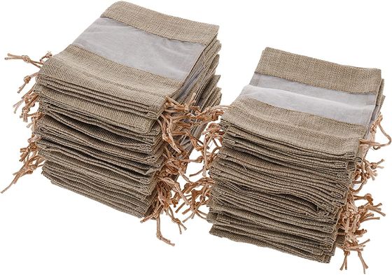 Burlap Sheer Bag Organza Bag Burlap Bags Gift Bags with Drawstring, for Wedding Party Favors Cosmetic Examples กระเป๋าตาข่าย