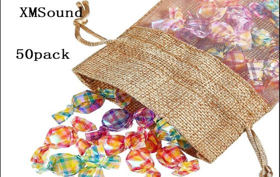 Burlap Sheer Bag Organza Bag Burlap Bags Gift Bags with Drawstring, for Wedding Party Favors Cosmetic Examples กระเป๋าตาข่าย