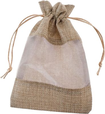 Burlap Sheer Bag Organza Bag Burlap Bags Gift Bags with Drawstring, for Wedding Party Favors Cosmetic Examples กระเป๋าตาข่าย
