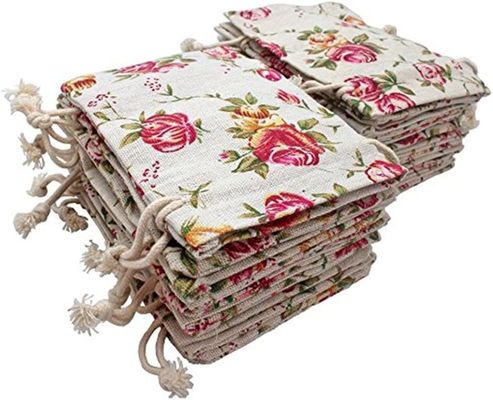 กระเป๋าหูรูด Burlap Flower Pouch Bags Gift Bags Jewelry Pouches for DIY Craft Wedding Party, 5X7 Inches