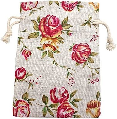 กระเป๋าหูรูด Burlap Flower Pouch Bags Gift Bags Jewelry Pouches for DIY Craft Wedding Party, 5X7 Inches