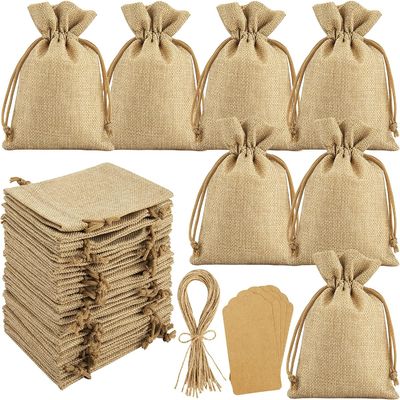 กระเป๋าหูรูด Burlap Flower Pouch Bags Gift Bags Jewelry Pouches for DIY Craft Wedding Party, 5X7 Inches