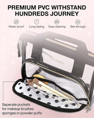 Lightweit กระเป๋าใส่เครื่องสำอางแบบใส ออแกไนเซอร์ เคส สำหรับผู้หญิง Cute CosmeticsPouch Toiletries Accessories Brushes Polk
