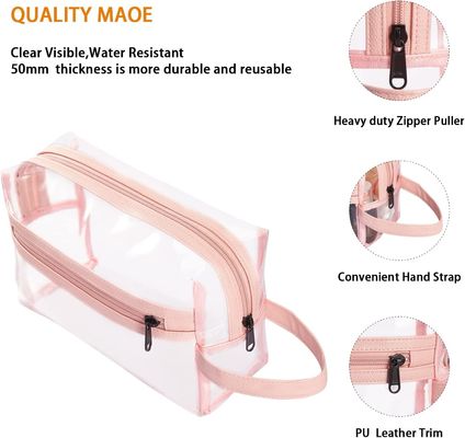 กระเป๋าใส่เครื่องสำอางสีชมพูใสสำหรับผู้หญิง, กระเป๋าใส่เครื่องสำอางค์กันน้ำสำหรับเดินทางสำหรับแชมพู, อุปกรณ์อาบน้ำ