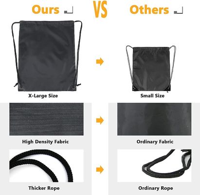 กระเป๋าเป้ Drawstring สีดำสำหรับยิมกระเป๋าขนาดใหญ่ X-Large Sports Cinch Sack