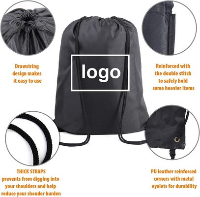 กระเป๋าเป้ Drawstring สีดำสำหรับยิมกระเป๋าขนาดใหญ่ X-Large Sports Cinch Sack