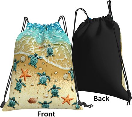 Sea Turtle Drawstring Backpack กันน้ำน้ำหนักเบาปรับได้ยิม Drawstring กระเป๋า Sports Dance Sackpack