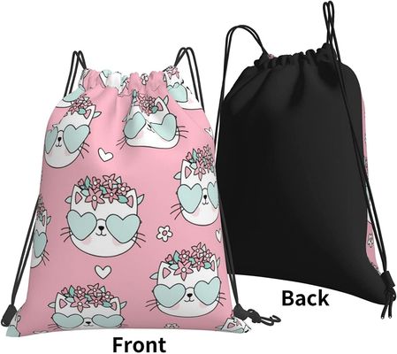 น้ำหนักเบา Drawstring กระเป๋าเป้สะพายหลัง Drawstring กระเป๋าสำหรับเด็กผู้หญิงวัยรุ่นชายยิมแดนซ์กระเป๋าสตริงแมวกันน้ำจำนวนมาก