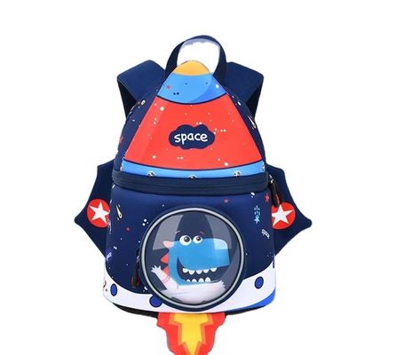 Rocket Shape SBR Children Backpack 3D Neoprene Education Bag 31 * 24 * 15 Cm