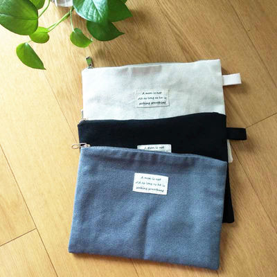 ซับในผ้าฝ้าย 12*8.5 ผ้าใบ ปากกา เคส ที่เก็บสเตชันเนอรี