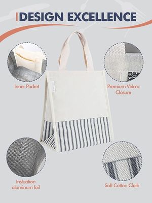 กระเป๋าใส่อาหารกลางวันแบบป้องกันการกระแทกผ้าใบนำกลับมาใช้ใหม่สำหรับผู้หญิง