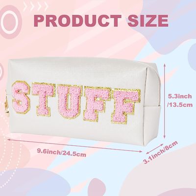 ซิปกระเป๋าใส่ของแต่งหน้า Clover Chenille Letter Waterproof Travel Organizer กระเป๋าวาเลนไทน์