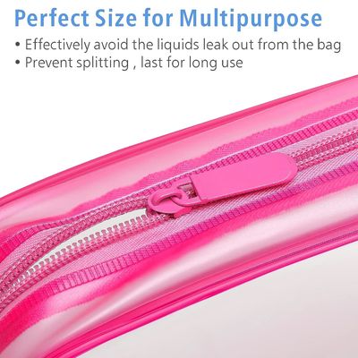 ถุงแป้งเครื่องสำอางนุ่มทนทานสีชมพูกันน้ำพร้อมซิป